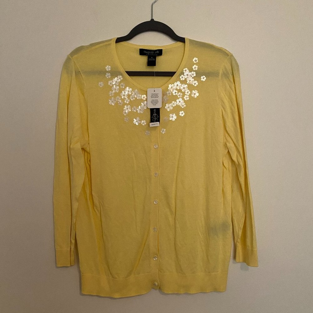 August Silk Yellow Cardigan. XLarge
